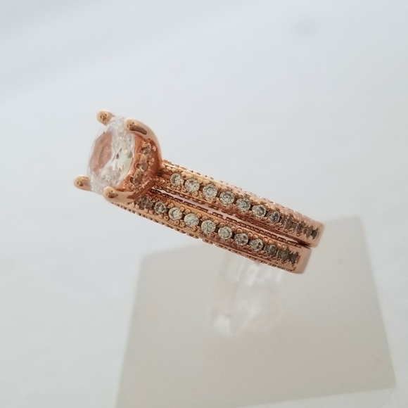 (2pcs) 1ct TW 18k Over Sterling Ring Set - Picture 2 of 8